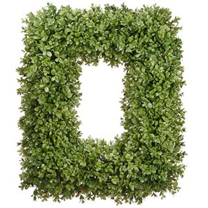 22"Hx18"W Artificial Boxwood Rectangle-Shaped Hanging Wreath -Green